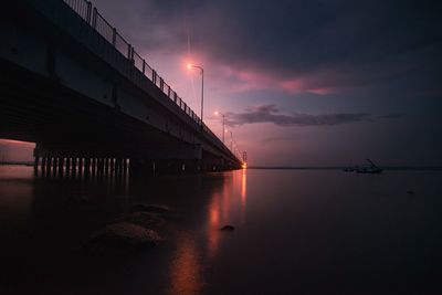 Scenic view of sea against sky at night