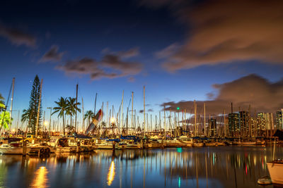 Sailboats in sea at sunset