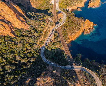 High angle view of road