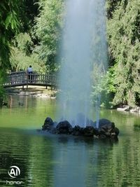 Scenic view of lake against trees