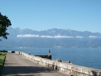 Scenic view of sea against clear sky