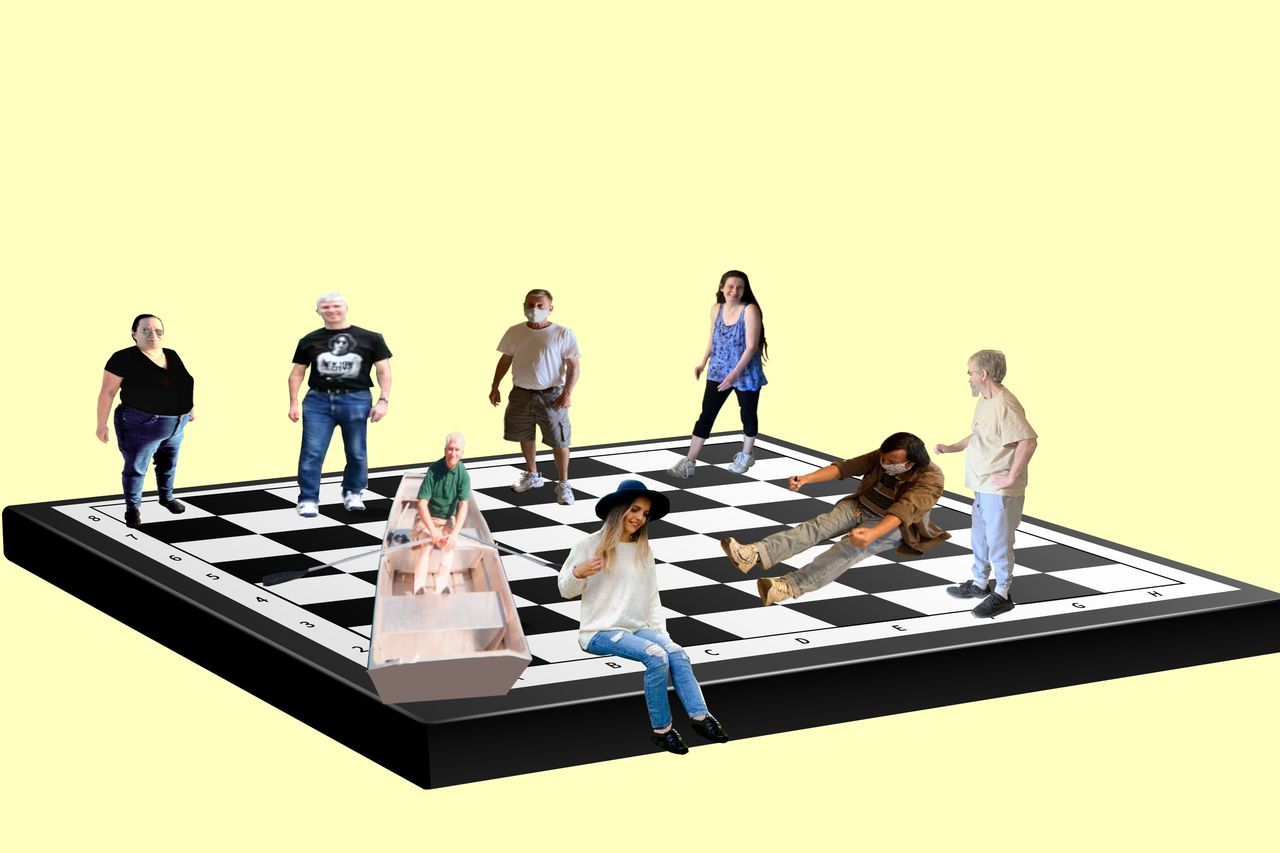 group of people, cartoon, men, adult, women, group, medium group of people, full length, business, young adult, female, studio shot, indoors, copy space, businessman, standing, cooperation, person, businesswoman, game, teamwork, togetherness