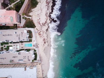 Aerial view of sea and buildings