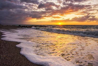 Scenic view of sea against sky during sunset