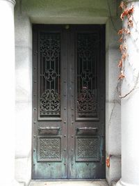 Closed door of building