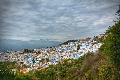 High angle view of townscape against sky