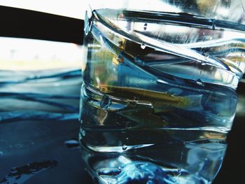 Close-up of water in glass on table