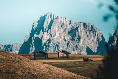 View of landscape and mountains against sky