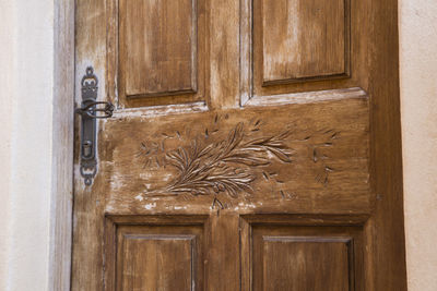 Closed door of old house