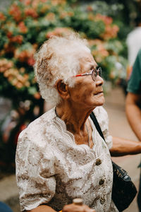 Woman looking away outdoors