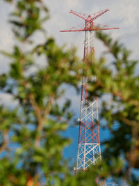 Low angle view of christmas tree against sky