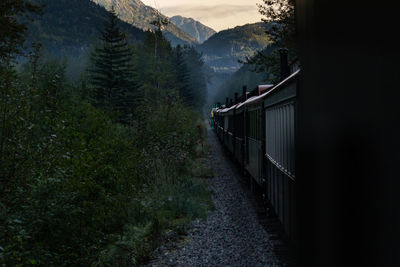 Train passing through mountains