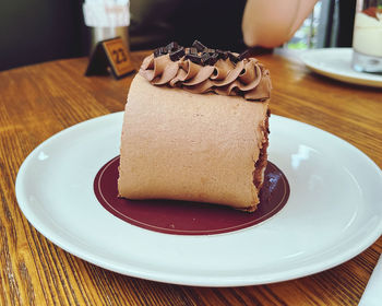 Close-up of dessert in plate on table