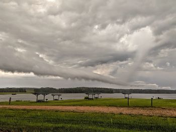Scenic view of field against sky