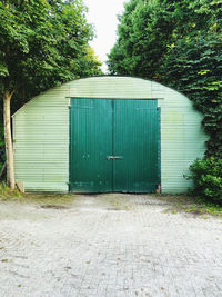 Closed door of building