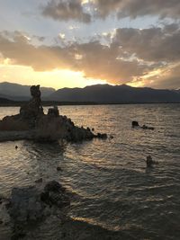 Scenic view of sea against sky during sunset