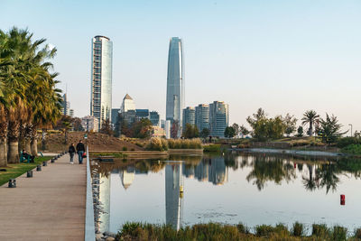 Reflection of buildings in water