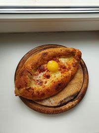 High angle view of bread on table