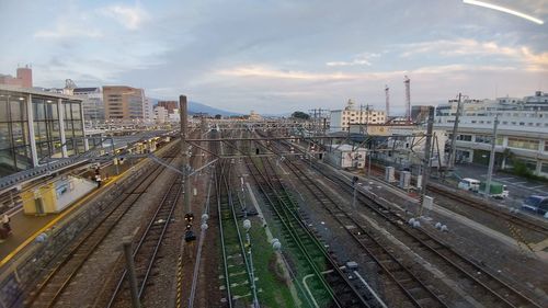 Railroad tracks in city