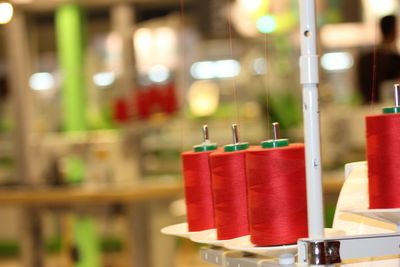 Red sewing wire roll