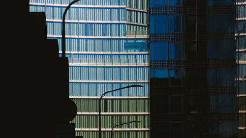 Modern building seen through window