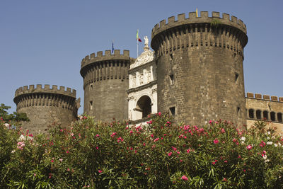 Low angle view of fort against sky