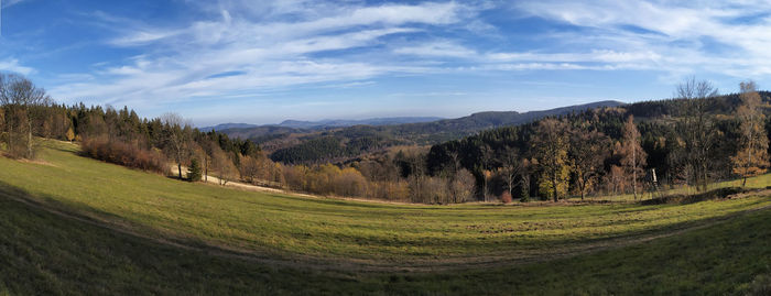 Scenic view of field against sky