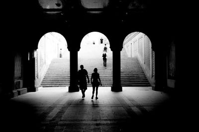 People walking bethesda terrace and fountain at central park