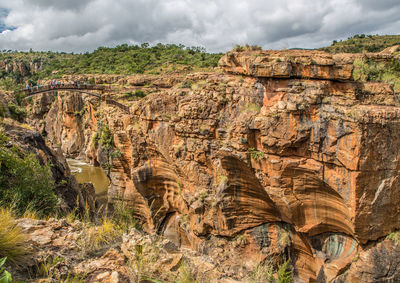 Panoramic view of rock formations against sky