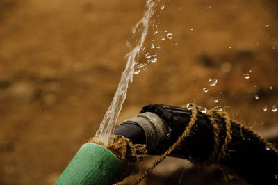 Close-up of rope on water