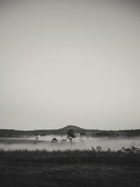 Scenic view of lake against clear sky