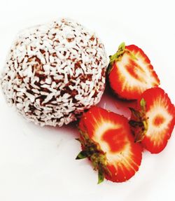 Close-up of food over white background