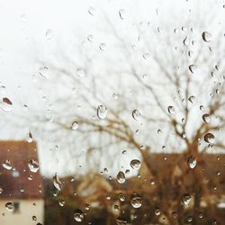 Full frame shot of raindrops on glass