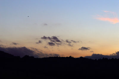 Scenic view of silhouette landscape against sky during sunset