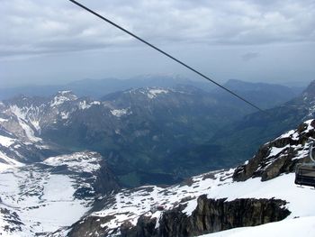 Scenic view of snow covered mountains against sky