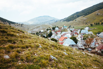 Look at the tradition old village at the top of the mountain bjelasnica, bosnia and herzegovina.