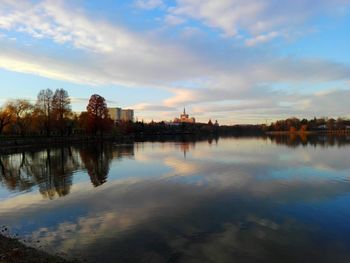 Reflection of trees in lake