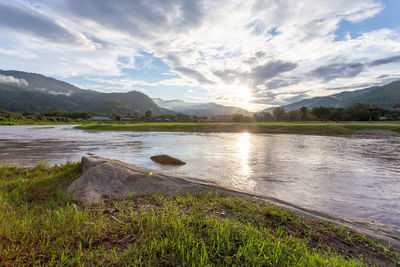Scenic view of lake against sky