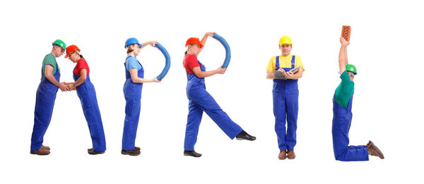 Group of people against white background