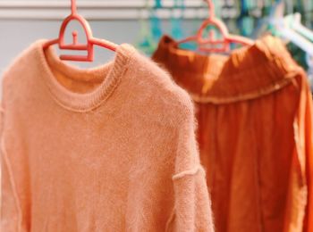 Close-up of clothes hanging on rope