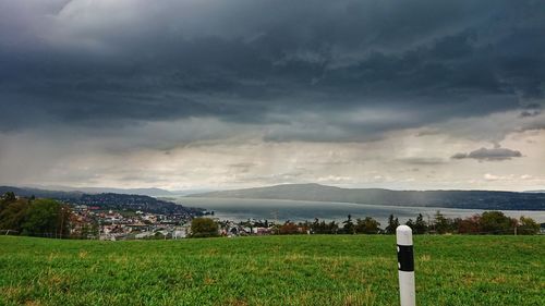 Scenic view of field against sky