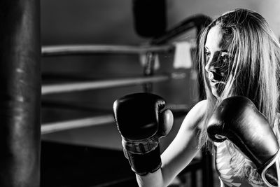 Woman on boxing training