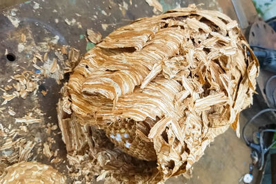 High angle view of bread on table