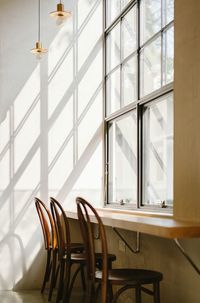 Empty table and chairs