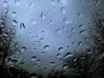 Full frame shot of raindrops on window