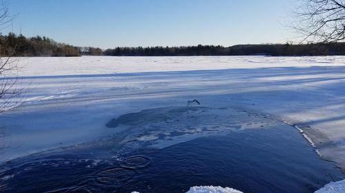 Scenic view of frozen lake against sky