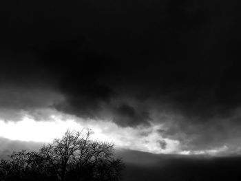 Low angle view of tree against cloudy sky