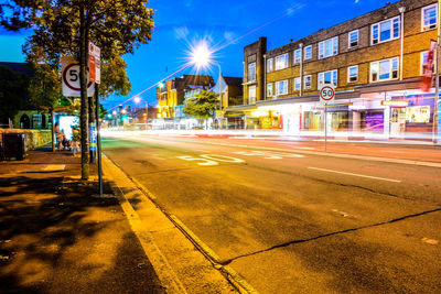 View of city street at night