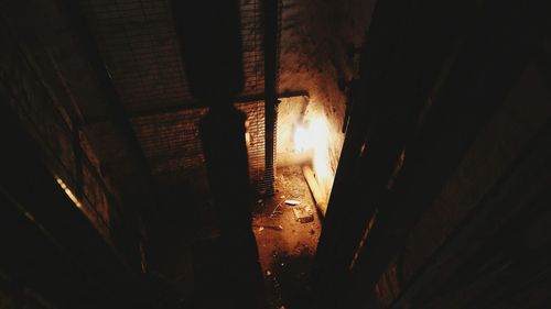 Close-up of window in dark room