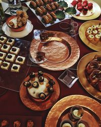 High angle view of cake on table